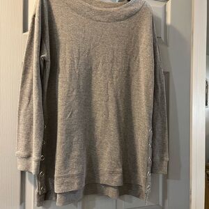 Christopher & Banks Charcoal Ribbed Knit Top